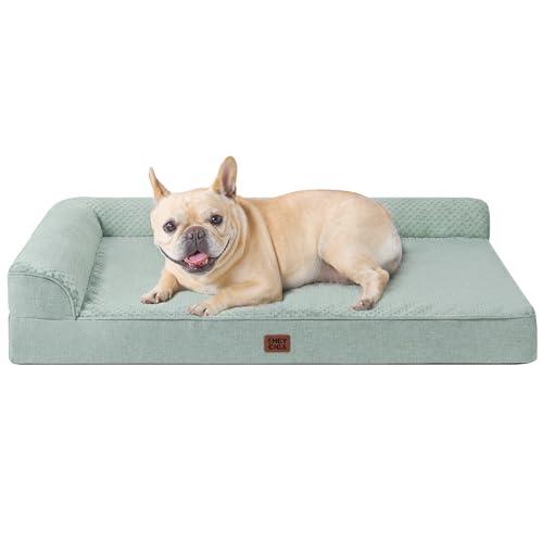 EHEYCIGA Orthopedic Dog Bed Medium Size Dogs, Memory Foam Dog Bed with Washable Removable Cover, Waterproof Pet Sofa Couch for Crate with Nonskid Bottom, 30x20x6, Greyish Green