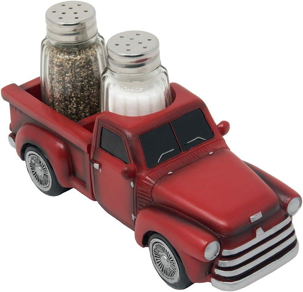 Vintage Pickup Truck Salt and Pepper Shaker Set or Decorative Spice Rack in Antique Look for Farm Country Kitchen Dcor Figurines and Rustic Bar Decorations or Classic Gifts for Farmers