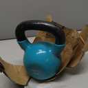 Amazon Basics Vinyl Coated Cast Iron Kettlebell for Strength Training, 40 Pounds, Textured Wide Handle, Full Body Workout, Light Blue