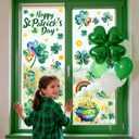 2 x St Patricks Day Window Clings for Glass Windows, Saint Patrick's Day Shamrock Decor, Spring Window Sticker Decal for Gifting and Holidays, 8 Sheets