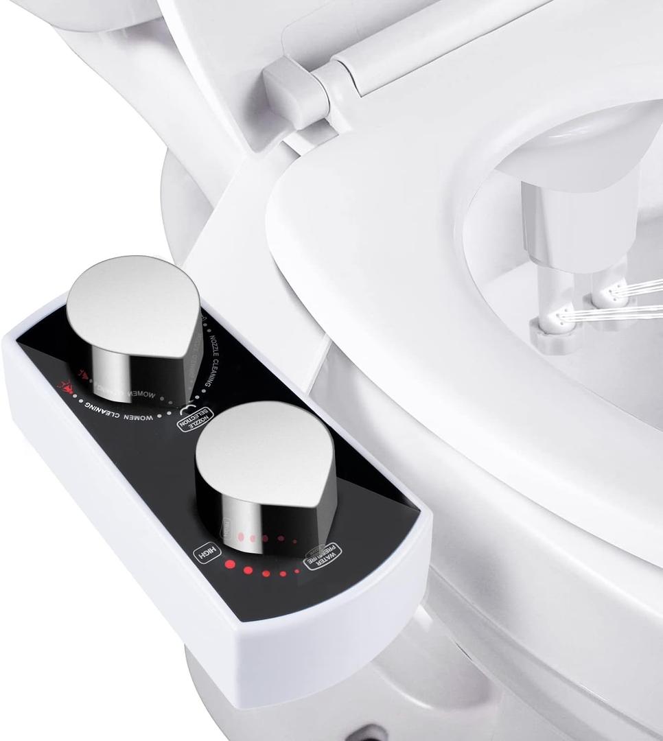 Bidet Toilet Attachment Non-Electric Self-Cleaning Dual Nozzle Fresh Cold Water Sprayer Bidet Adjustable Water Pressure Easy to Install Bidet Sprayer for Toilet (Self Cleaning Dual Nozzle-1703)