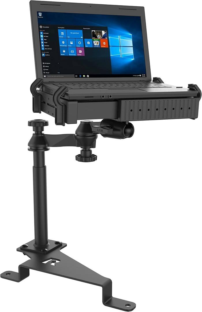 RAM MOUNTS No-Drill Laptop Mount for 20152026 Ford F-150 & 20172026 F-250F-550, Seat Bolt Vehicle Mount with Dual Swing Arm, Adjustable Tele-Pole and Tough-Tray for 10"-16" Laptops RAM-VB-195-SW1