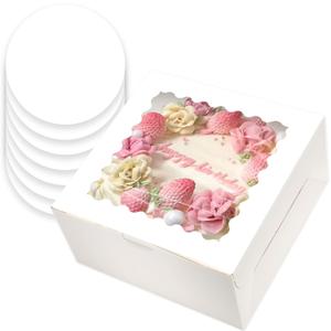 qiqee 10x10x5 Cake Box, 4 Sets White Cake Box with Window  4 Sets 10" White Cake Round Boards, 10inch Cake Containers