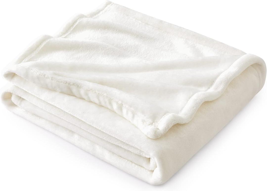 Bedsure Fleece Throw Blanket for Couch Cream - Lightweight Plush Fuzzy Cozy Soft Blankets and Throws for Sofa, 50x60 inches (Throw (50" x 60"), Cream)