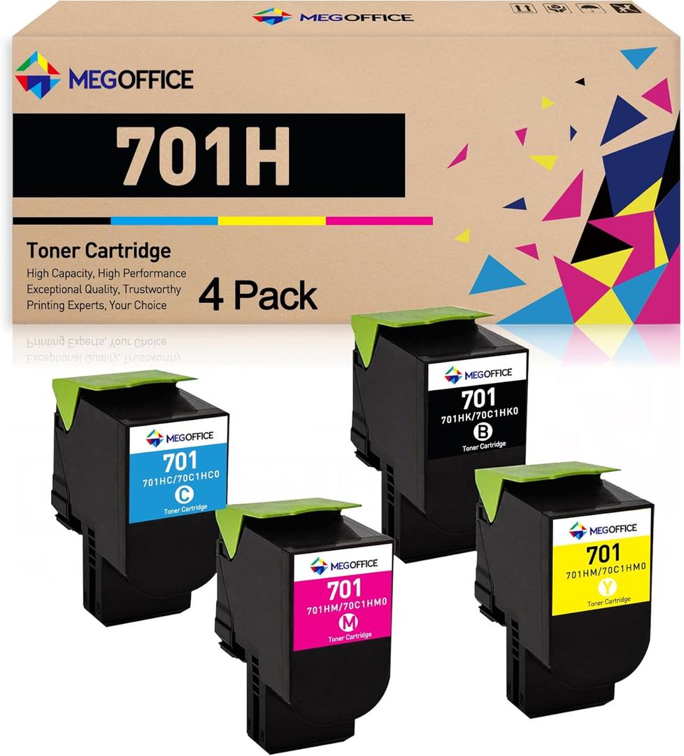 CS310 CS410 701H Toner Cartridge Replacement for Lexmark 70C1HK0 70C1HC0 70C1HM0 70C1HY0 701HY 701HC 701HM 701HK for Lexmark CS310 CS310dn CS410 CS410dn CS510 CS510de(4 Pack, BMCY)
