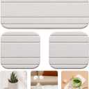 3PCS Water Absorbing Diatomaceous Earth Tray for Sink, Fast Drying Soap & Toothbrush Holders for Bathroom Counter, 1 Stone Tray, 2 Stone Coasters (White-stripes)