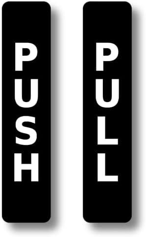BLACK Push Pull Set Pair of Door Signs for businesses, restaurants, bars, hotels, schools, cafe. Tough 1.6 mm Thickness Material, Durable, Guaranteed not to Tear