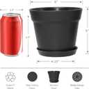 WOUSIWER 16 Pack 6 inch Plastic Planters for Indoor Flower Pots, Heavy Duty and Stylish 6 Inch Plant Pots for Indoor Plants with Drainage Holes and Tray for Plants, Flowers, Black