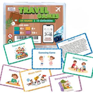 2 x Travel Games Portable Set for Kids Ages 5-10, 54 Family Group Road Trip Games Activities, Online Content Included 2 x Travel Games Portable Set for Kids Ages 5-10, 54 Family Group Road Trip Games Activities, Online Content Included