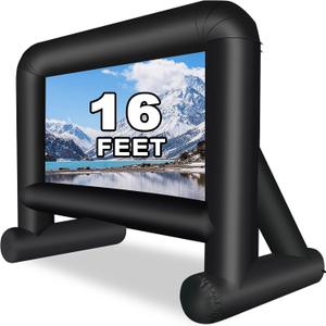 GZKYYLEGS 16ft Inflatable Movie Screen Outdoor Projector Screen with Air Blower Storage Bag - Front/Rear Projection, Easy Set Up Blow Up Screen for Backyard Movie Night, Theme Parties, Celebrations