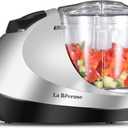 La Reveuse Electric Mini Food Chopper Vegetable Fruit Cutter Meat Grinder Mincer Small Food Processor with 1.3-Cup Prep Bowl, Silver