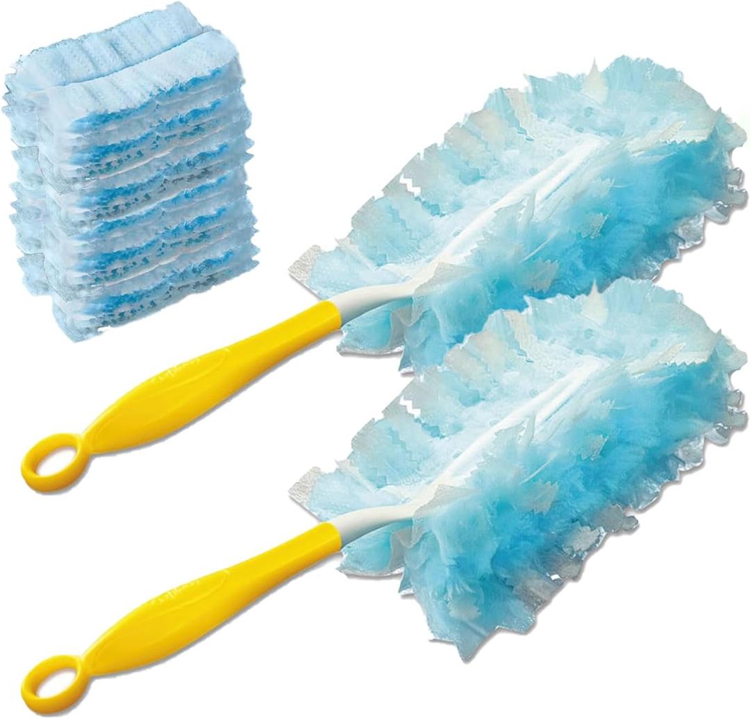 Heavy Duty Duster Refills for Swiffer Duster, 20 Count Duster Refills with 1 Handle, Multisurface 360° Dusters with 4X Microfibers, Unscented Disposable Dusters for Cleaning