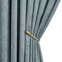 RYB HOME Blue Velvet Curtains 84 inches Long, Back Tab & Rod Pocket Modern Marble Textured Curtain & Drapes for Living Room Bedroom, W52 x L84 inches, Stone Blue, 2 Panels