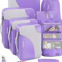 OlarHike 8 Set Packing Cubes for Travel, Sturdy Suitcase Organizer in 4 Sizes (Extra Large, Large, Medium, Small), Luggage Cubes with Toiletry Bag, Essentials Cruise Ship Gifts for Women (Purple) (8 set (Short-Term Trip))