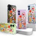 Compatible for iPhone 17 Cases with Design, Cute Transparent Designer Phone Case for Women Girls Girly with Heavy Duty Protective Bumper (Clear Anemone Flower Floral)