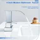 Chrome Bathroom Sink Faucet 2 Handles with Pop up Drain - Waterfall Bathroom Faucet Set 4 inch 2 or 3 Holes Centerset Mixer Tap Faucet with Supply Hoses for Bathroom Vanity Sink Vessel Basin