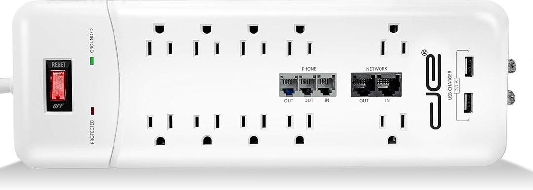 Digital Energy 10-Outlet Straight Plug 4050 Joules Heavy Duty Surge Protector (15 FT, WHT) (White)