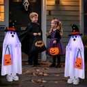 Halloween Decorations Light Up Ghost - 40 Inch Trick or Treat Jack O Lantern Candy Pocket Porch Outdoor Decoration, Halloween Decor for Yard Lawn Home Outdoor Decors