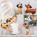 Animal Dog Balloons Puppy Balloon 40 Inch Cream White Number 2 Balloons for Dog 2nd Birthday Decorations Dogs Birthday Party Supplies
