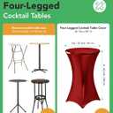 Cocktail High Top Table Covers - 32x43 Inch Fitted Spandex Round Cocktail Tablecloth for Bar Height Standing Table Cloths Reusable, for Party Wedding Banquet Event Decorations, Shiny Red, 8 Pack