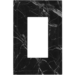 Single Gang Rocker Switch Receptacle Plate - 1 Gang Decora GFCI Black Marble Decorative Wall Plate Cover Wallplate with Screws