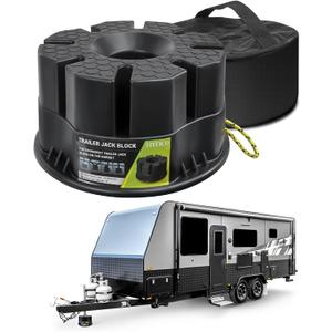 Trailer Jack Block - RV Leveling Blocks for Travel Trailers Wheels and Any Jack, 20,000 lbs RV Jack Blocks with Bag, Camper Universal Compatibility & Convenient Storage 1 Pack