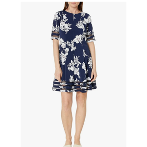 Jessica Howard Women's Plus Style Fit and Flare Elbow Sleeve Knit, 18 W