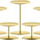 smtyle Gold Iron Metal Candle Holders for Pillar Candles Set of 5 Discs Mantel Centerpiece for Table Setting Dinner Party Wedding Event
