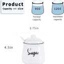 HAOTOP Farmhouse Porcelain Sugar Bowl with Lid and Spoon 12oz,Easy to Clean (White)