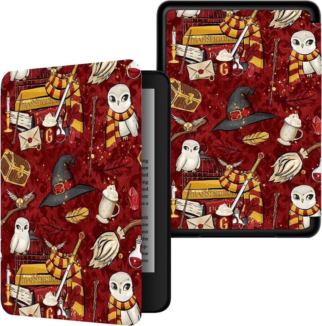 Case Compatible with 6.8" Kindle Paperwhite (11th Generation-2021) and Kindle Paperwhite Signature Edition, Premium PU Leather Cover with Auto Sleep Wake (Red Parrot)