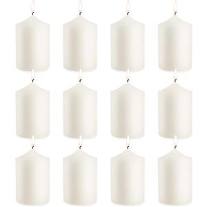12 Pack Ivory 2x3 Inch Pillar Candles, 22 Hours Unscented Column Candles, Dripless Smokeless Unscented Candles for Home Weddings Restaurant Spa Church and Emergency