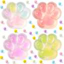 JOYIN 4 Pcs Taba Paw Squeeze Toys, Easter Party Favors & Gifts for Kids Adults, Transparent Cat Paw Fufu Squishy Toys, Soft Paws Sensory Fidgets, Cute Fidget Toys for Stress Relief