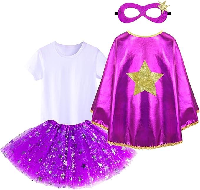 Simple polymer Capes with Mask Princess Capes Birthday Party Dress Up Capes Costume for Christmas, Halloween (Purple), Size:Cape: L27.5inches W27.5 inches