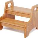 Step Stool for KidsWooden Toddler StepStool with Handles, 2-Steping Stool for Kitchen & Bathroom Sink, Perfect for Potty Training and Bed Beside,300 lbs Capacity Stairs(Cherry Brown), 
Product Dimensions	17.5"D x 13.8"W x 17.5"H