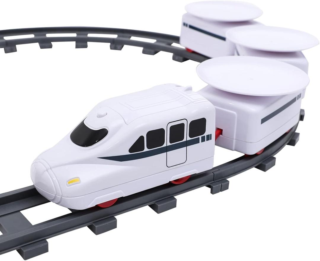 TOYANDONA Sushi Train Set Rotating Table Food Train Battery Powered Electric Train Toy Under Christmas Tree Train Track for Kids Boys Girls White