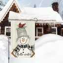 3 x Snowman Cardinal Hello Winter Garden Flag 12x18 Inch Double Sided, Winter Holiday Yard Outdoor Flag (RMQ-83)