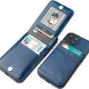 KIHUWEY Compatible with iPhone 14 Case Wallet with Credit Card Holder, Flip Premium Leather Magnetic Clasp Kickstand Heavy Duty Protective Cover for iPhone 14 6.1 Inch (Blue)