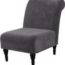 H.VERSAILTEX Armless Accent Chair Covers Thick Velvet Armless Chair Slipcovers High Stretch Chair Covers for Living Room Hotel Machine Washable Furniture Protector with Elastic Bottom, Grey