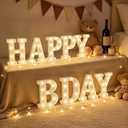 Happy Birthday Marquee Light Up Letters, Warm White LED Marquee Letters Lights for Birthday Home Table Decor, LED Letter Lights Sign for HB Anniversary Party Decoration, Battery Operated