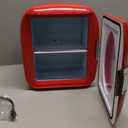 Frigidaire Retro Mini Personal Fridge Cooler, Holds 9L or 12 Cans, Portable for Car, Office, Bedroom, Dorm Room, or Cabin, Features Plugs for Home Outlet & 12V Car Charger - 10"D x 7"W x 10.5"H, Red