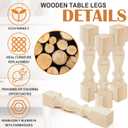 Threehoney 4 Pcs Farmhouse Table Legs, 29" x5'' Pine Dining Table Legs for Furniture Unfinished Wooden Furniture Dining Cottage Bench Coffee for DIY (Square)