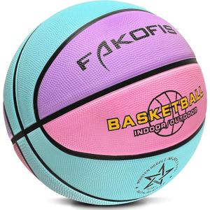 FAKOFIS Kids Basketball Size 3(22") Mini Basketball for Toddler Boys Girls Age 1 2 3 4 5 6, PU Rubber Small Basketball Soft Touch for Indoor Outdoor Shoot and Dribble
