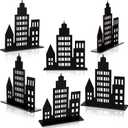 Geelin 6 Pcs Skyscraper Party Decoration Hero Theme Centerpieces New York City Decor City Skyline Building Centerpiece for Halloween Christmas Party Favors Comic Birthday(Hollow Style,Black)