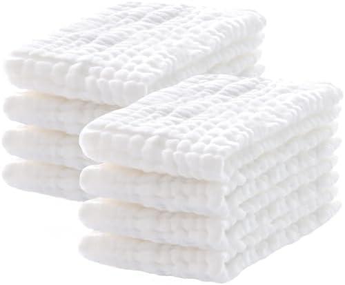 ROXANEPIG 8 Pack Muslin Burp Cloths for Baby, 100% Cotton Burping Cloths for Boys Girls Large 20''X10'', Extra Soft and Absorbent