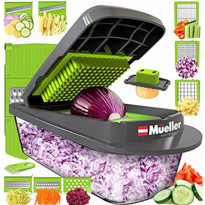 MÜELLERHOME Pro-Series 8 Blade Egg Slicer, Onion Mincer Chopper, Slicer, Vegetable Chopper, Cutter, Dicer, Vegetable Slicer with Container