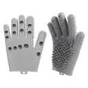 Pet Grooming Gloves for Cats & Dogs, Silicone Pet Hair Removal Glove for Bathing, Shedding & Massage, Gentle Cat & Dog Grooming Glove for Long & Short Hair PetsGrey-Large