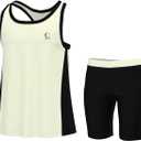 Girls Tank Tops and Shorts Summer Outfits, Athletic Activewear Loose Fit Cute Girls' Fashion Clothing Sets Size 3-16 (Cream)