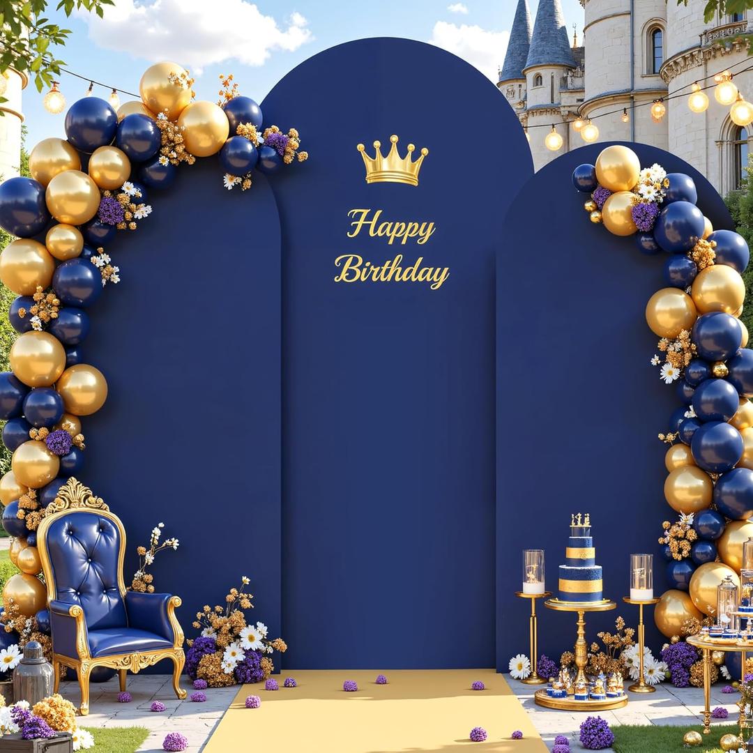 Navy Blue Arch Cover 3 Set - 4FT, 5FT, 6FT Arch Backdrop Cover Spandex Fitted Wedding Arch Stand Covers for Baby Shower Birthday Party Wedding Bridal Shower Banquet Photo Background Decorations, Navy Blue 