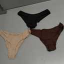 INLYRIC Women's Inbarely Soft Thong - No Show Sexy Panties Breathable V-waisted Ladies Underwear 3 Pack Basic 05 (3pack) Medium