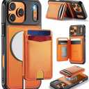 Usroom for iPhone 17 Pro Wallet Case Compatible with Magsafe, Magnetic RFID Blocking Card Holder Kickstand 2 in 1 Detachable Case for iPhone 17 Pro 6.3", Orange